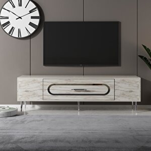 Bişkek Tv Sehpası Tv Ünitesi Efesmermer Gümüş