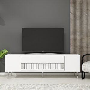 Pencap Tv Sehpası Tv Ünitesi Beyaz Gümüş