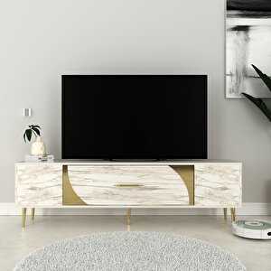Şeki Tv Sehpası Tv Ünitesi Efesmermer Altın