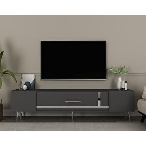 Şuşa Tv Sehpası Tv Ünitesi Antrasit Gümüş