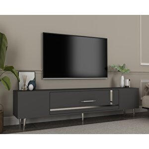 Şuşa Tv Sehpası Tv Ünitesi Antrasit Gümüş