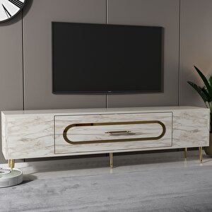 Bişkek Tv Sehpası Tv Ünitesi Efesmermer Altın