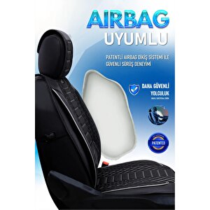 Citroen Berlingo 2+1 Parçalı Lüx Deri Oto Koltuk Kılıfı Ön Arka Takım Royal Si̇yah Beyaz