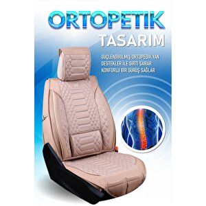 Chery Taxim 2+1 Parçalı Lüx Deri Oto Koltuk Kılıfı Ön Arka Takım Royal Bej