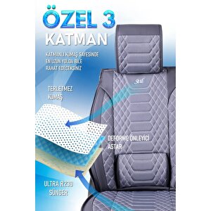 Ford Tourneo Courier 2+1 Parçalı Lüx Deri Oto Koltuk Kılıfı Ön Arka Takım Royal Füme