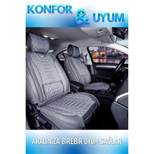 Ford Tourneo Connect 2+1 Parçalı Lüx Deri Oto Koltuk Kılıfı Ön Arka Takım Royal Füme