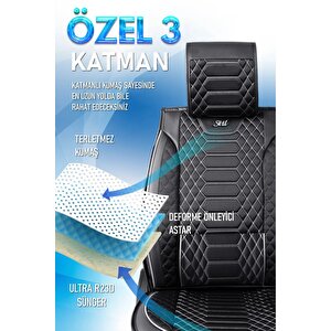 Fiat İdea 2+1 Parçalı Lüx Deri Oto Koltuk Kılıfı Ön Arka Takım Royal Si̇yah Beyaz