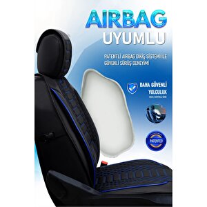 Fiat Fiorino 2+1 Parçalı Lüx Deri Oto Koltuk Kılıfı Ön Arka Takım Royal Si̇yah Mavi̇