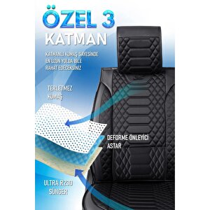 Mercedes-benz Vaneo 2+1 Parçalı Lüx Deri Oto Koltuk Kılıfı Ön Arka Takım Royal Tam Si̇yah
