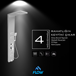 Diamond Silver Gri Masajlı Duş Paneli - Dikey Jakuzi - Robot Duş - El Duşu - Lüx Duş
