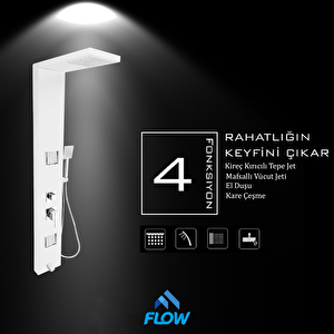 Atlas Beyaz Masajlı Duş Paneli - Dikey Jakuzi - Robot Duş - El Duşu - Lüx Duş