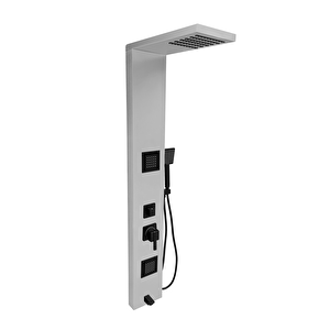 Atlas Silver Gri Premium Masajlı Duş Paneli - Dikey Jakuzi - Robot Duş - El Duşu - Lüx Duş