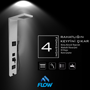 Atlas Silver Gri Premium Masajlı Duş Paneli - Dikey Jakuzi - Robot Duş - El Duşu - Lüx Duş