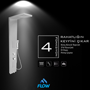 Victoria Silver Gri Masajlı Duş Paneli - Dikey Jakuzi - Robot Duş - El Duşu - Lüx Duş