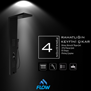 Victoria Siyah Premium Masajlı Duş Paneli - Dikey Jakuzi - Robot Duş - El Duşu - Lüx Duş