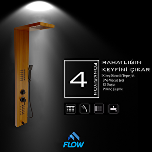 Victoria Teak Ağacı Premium Masajlı Duş Paneli - Dikey Jakuzi - Robot Duş - El Duşu - Lüx Duş