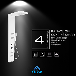Diamond Beyaz Masajlı Duş Paneli - Dikey Jakuzi - Robot Duş - El Duşu - Lüx Duş