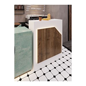 Festival Ledli Karşılama Bankosu - 90 Cm - Bl002-1-2 - Beyaz - Ceviz
