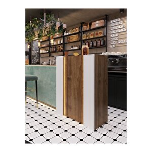 Festival Ledli Karşılama Bankosu - 90 Cm - Bl004-2-1 - Ceviz - Beyaz