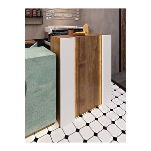 Festival Ledli Karşılama Bankosu - 90 Cm - Bl004-2-1 - Ceviz - Beyaz
