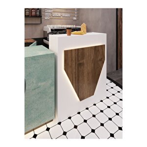 Festival Ledli Karşılama Bankosu - 90 Cm - Bl001-1-2 - Beyaz - Ceviz