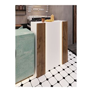 Festival Ledli Karşılama Bankosu - 90 Cm - Bl004-1-2 - Beyaz - Ceviz