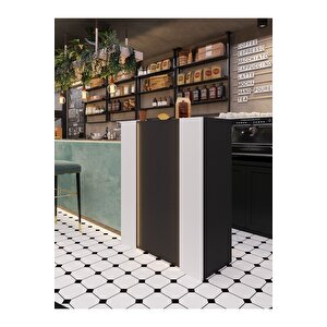 Festival Ledli Karşılama Bankosu - 90 Cm - Bl004-4-1 - Antrasit - Beyaz
