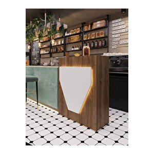 Festival Ledli Karşılama Bankosu - 90 Cm - Bl001-2-1 - Ceviz - Beyaz