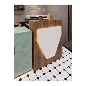 Festival Ledli Karşılama Bankosu - 90 Cm - Bl001-2-1 - Ceviz - Beyaz