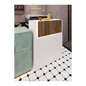 Festival Ledli Karşılama Bankosu - 90 Cm - Bl003-1-2 - Beyaz - Ceviz