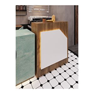 Festival Ledli Karşılama Bankosu - 90 Cm - Bl002-2-1 - Ceviz - Beyaz