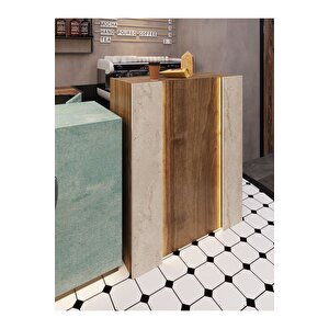 Festival Ledli Karşılama Bankosu - 90 Cm - Bl004-2-8 - Ceviz - Traverter