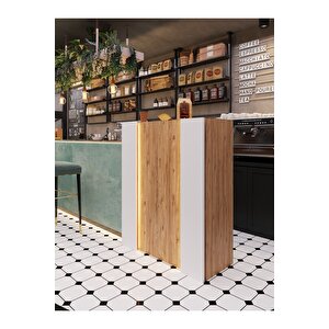 Festival Ledli Karşılama Bankosu - 90 Cm - Bl004-6-1 - Çam - Beyaz