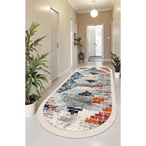 Dijital Kaymaz Yıkanabilir Modern Gri̇ Mutfak Halısı Salon Halısı Yolluk 140x350 cm
