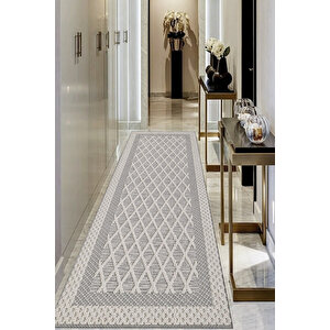 Dijital Kaymaz Yıkanabilir Modern Gri̇ Mutfak Halısı Salon Halısı Yolluk 160x400 cm