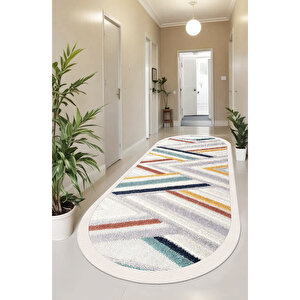 Dijital Kaymaz Yıkanabilir Modern Gri̇ Mutfak Halısı Salon Halısı Yolluk 100x400 cm