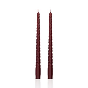 Burgu Şamdan Mumu 2li Set Bordo 29 Cm