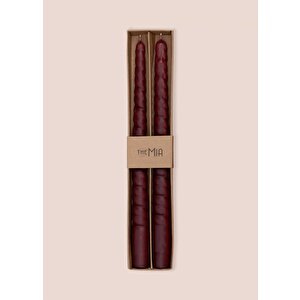 Burgu Şamdan Mumu 2li Set Bordo 29 Cm