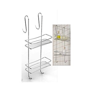 Paslanmaz Metal Askılı Banyo Rafı Duş Şampuanlık Duşakabin Havlu Askısı Düzenleyici Gri DK-02