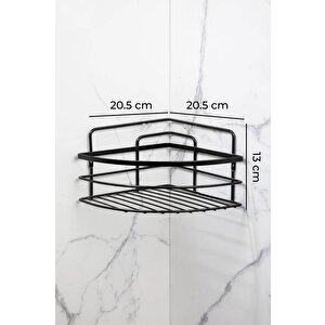 Yapışkanlı Lamalı Paslanmaz Metal Köşe Banyo,Duş Rafı,Şampuanlık Düzenleyici Duş Banyo Mutfak LK-01 Siyah