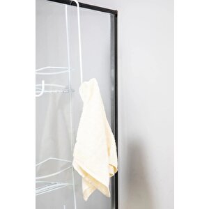 Paslanmaz Metal Askılı Banyo Rafı Duş Şampuanlık Duşakabin Havlu Askısı Düzenleyici Beyaz DK-02