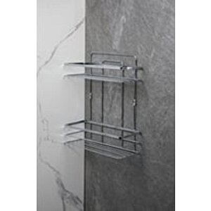 Yapışkanlı 2 Katlı Lamalı Paslanmaz Metal Banyo,Duş Rafı,Düzenleyici Duş Banyo Mutfak LŞ-02 Gri