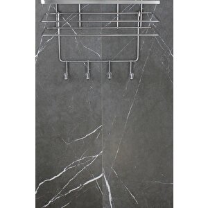 Paslanmaz 4 Kancalı Askılık Banyo Duş Küvet Havlu Lif Askısı Banyo Düzenleyici As Kullan Gri LF-01