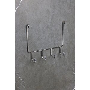 4 Kancalı Askılık Banyo Duş Küvet Havlu Lif Askısı Banyo Mutfak Düzenleyici As Kullan Gri LF-01
