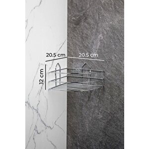 Yapışkanlı Paslanmaz Metal Köşe Banyo,Duş Şampuanlık Düzenleyici Duş Banyo Mutfak Köşesi EK-01 Gri