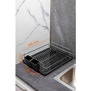 Paslanmaz Metal Tabaklık Tek Katlı Tabaklık - Bulaşık Sepeti Termo Plastik Kaplama Gri TB-01