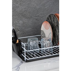 Tabaklık Tek Katlı Metal Tabaklık - Bulaşık Sepeti Beyaz TB-01