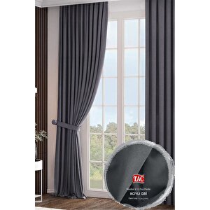 Narden Fon Perde Koyu Gri Pilesiz 350x230 cm