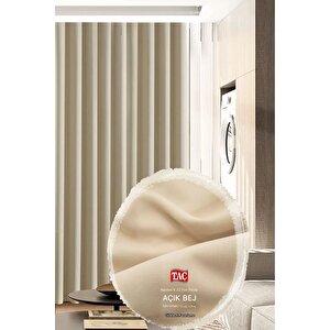 Taç Narden Fon Perde Bej Pilesiz