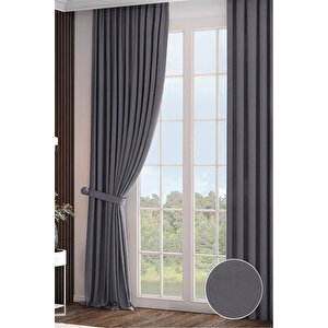 Narden Fon Perde Koyu Gri Pilesiz 200x250 cm